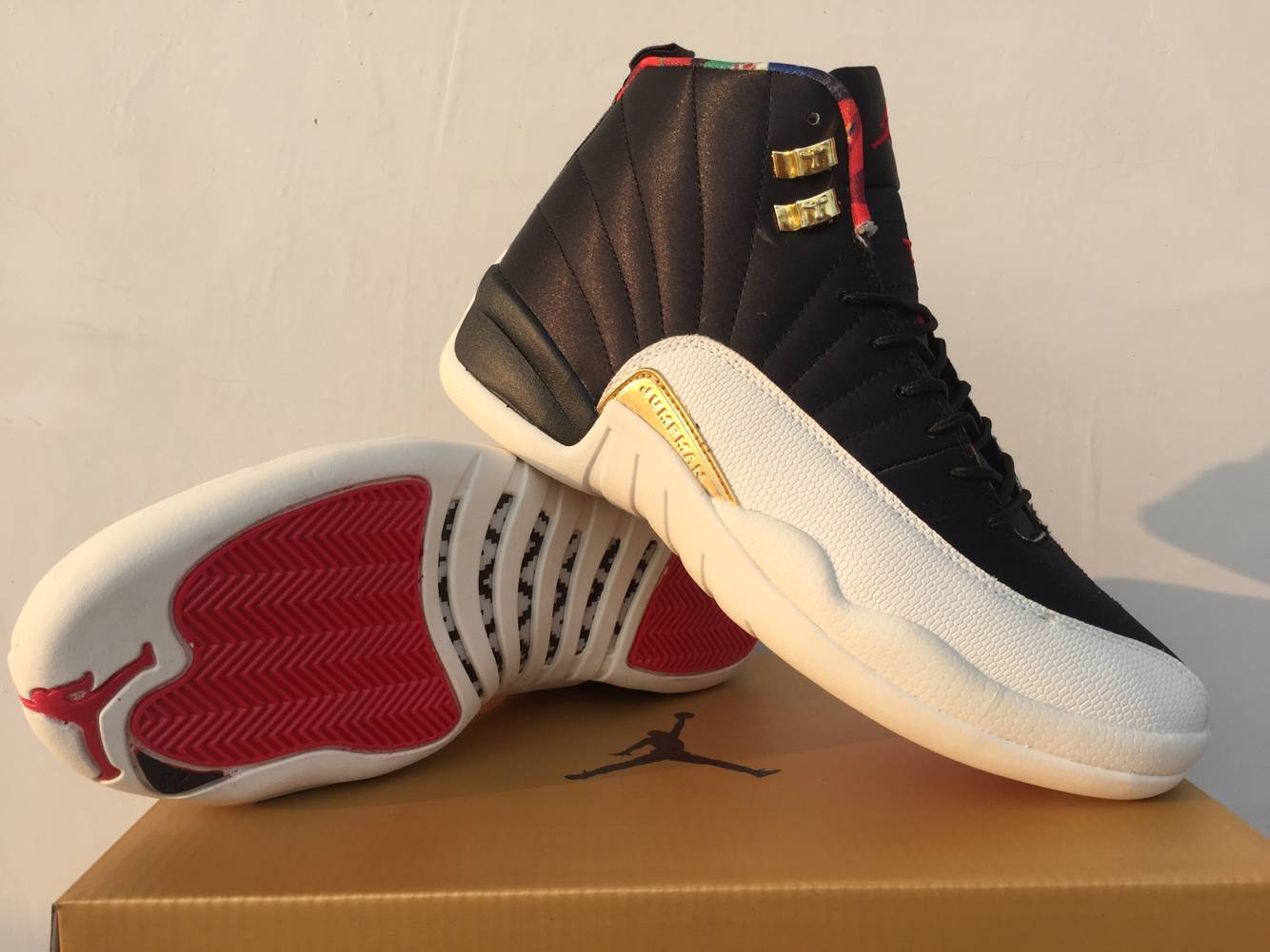 New Air Jordan 12 Pig Year of CNY Black Gold Colorful Shoes